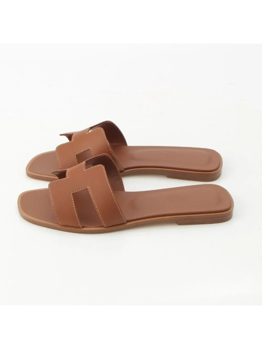 Hermes Oran Leather Sandals Gold